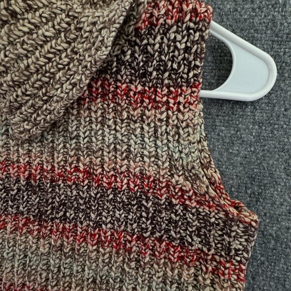 J. Crew Sweater Vest Women's Small Striped Knit Warm Beige Colorful Turtleneck - Picture 6 of 13